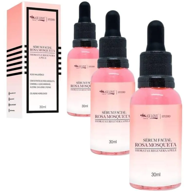 Kit 3 Sérum Facial Rosa Mosqueta 30 Ml