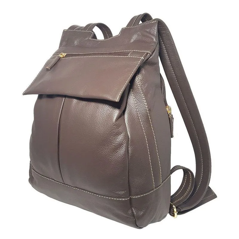Mochila Bolsa Feminina Feita De Couro Leve Espaçosa Marrom