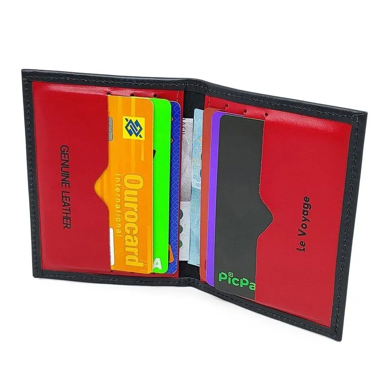 Porta Cartões Masculino Feito De Couro Slim Cédulas Cnh