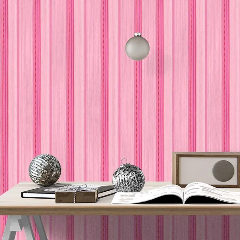 Papel de Parede Adesivo Listrado Rosa 14 Rolo 0,58x3M