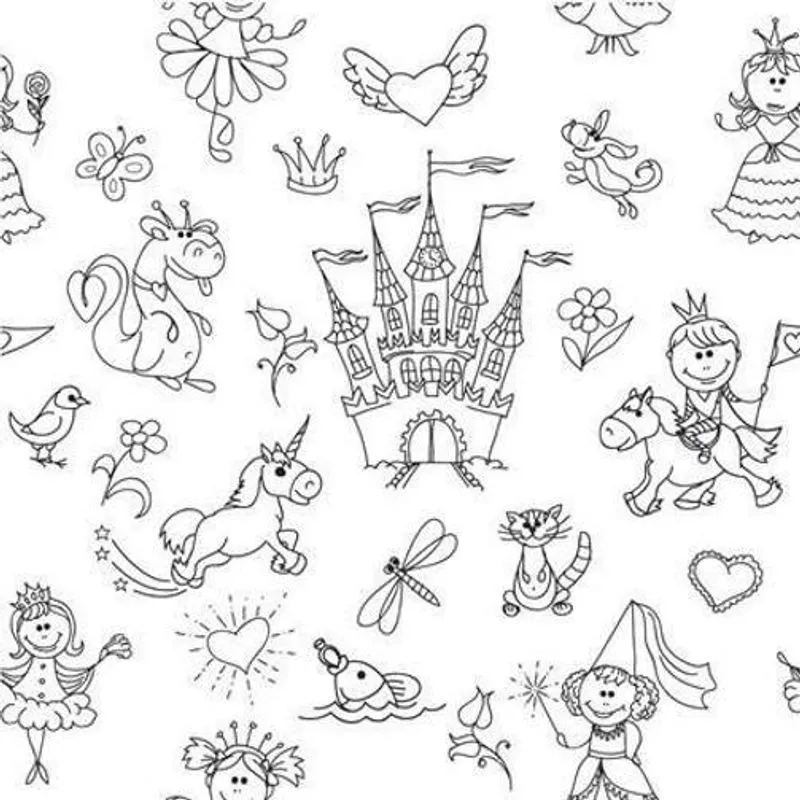 Papel De Parede Adesivo Colorir Princesa 47832 0,58x3,00m