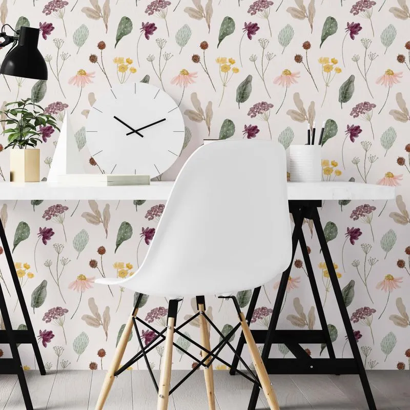 Papel De Parede Adesivo Folha Floral N02140 Rolo 0,58x3m