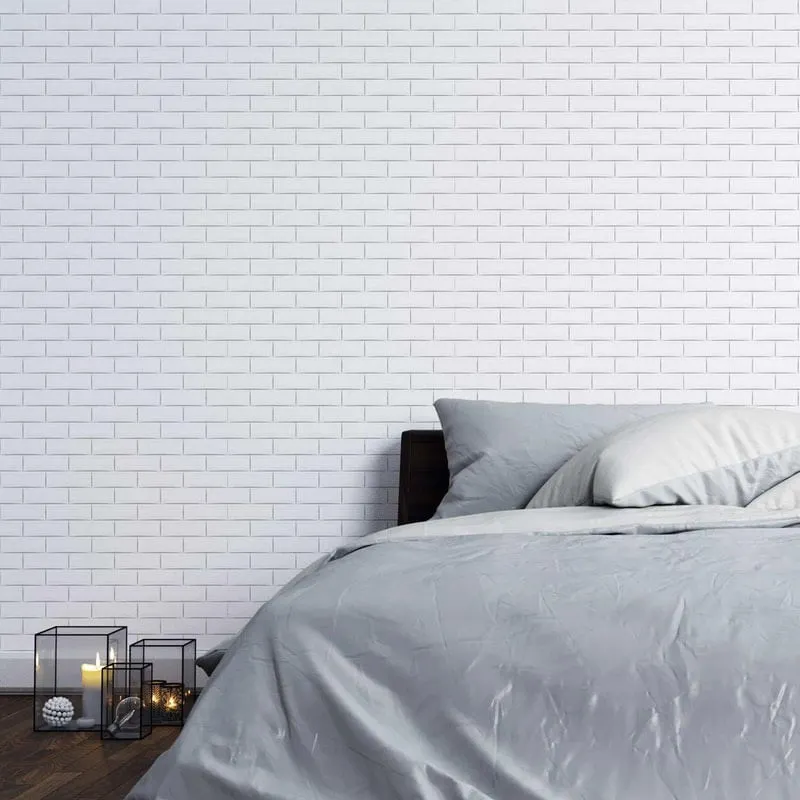 Papel de Parede Adesivo Cerâmica Branca N03062 Rolo 0,58x3M
