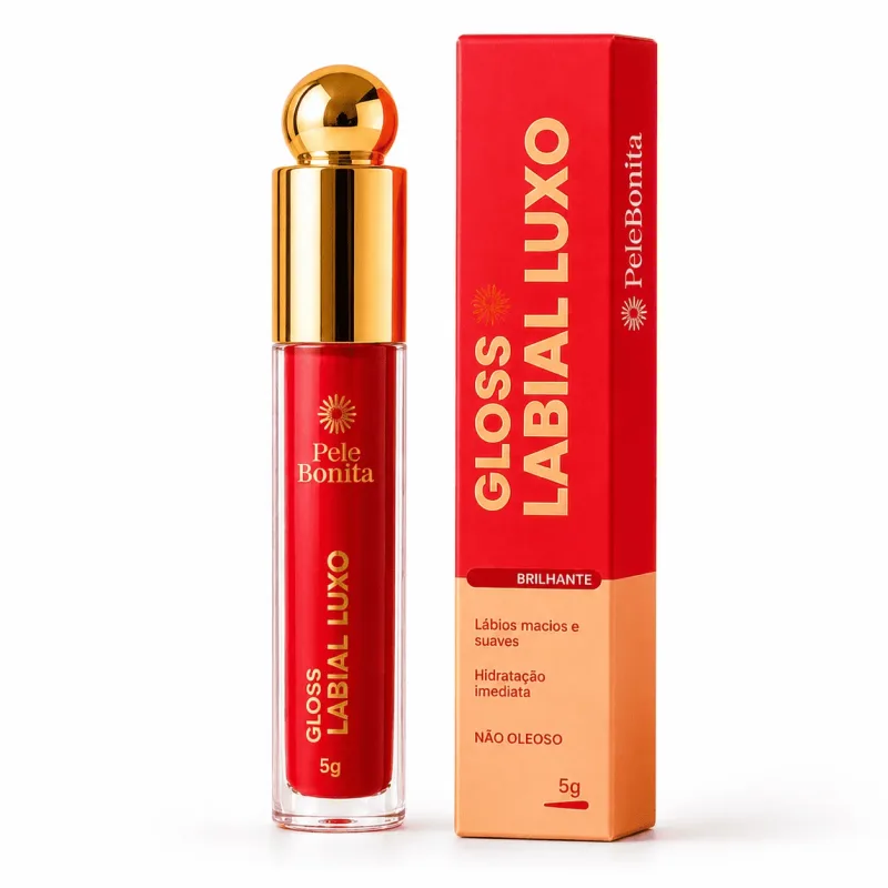 Gloss Labial Luxo Vermelho com Alta Fixação e Hidratação Intensa