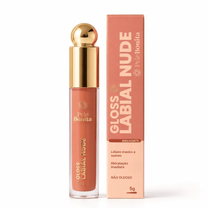 Gloss Labial Luxo Nude - Hidratação e Brilho Natural para Seus Lábios