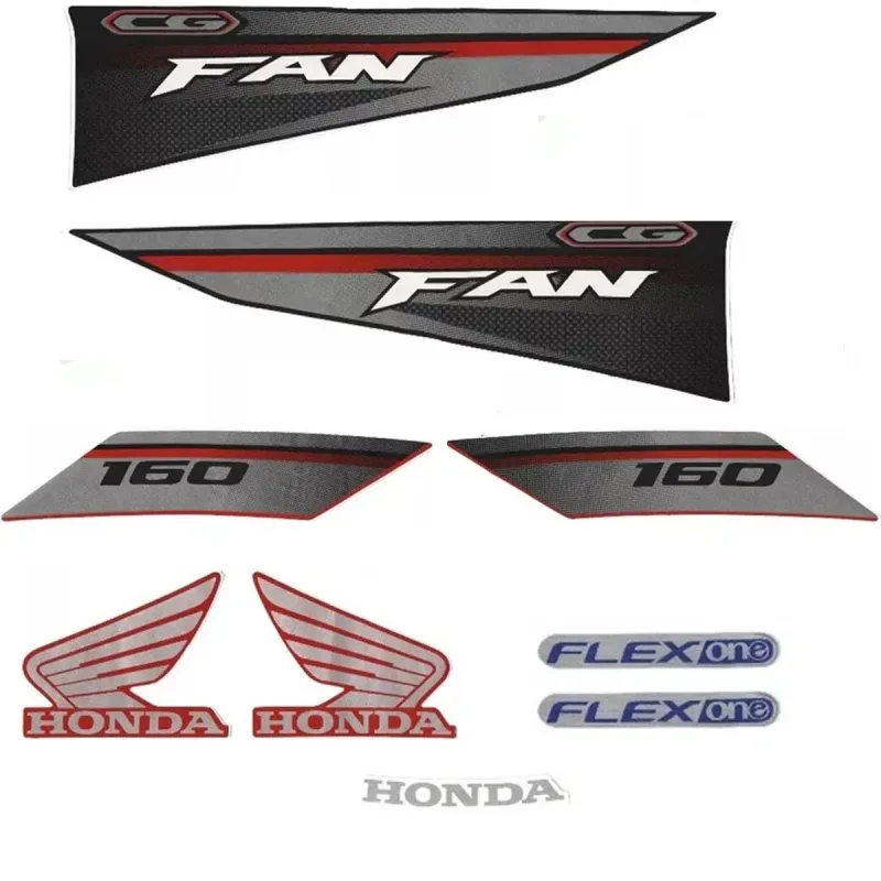 Kit Adesivos Jogo Faixas Fan 160 Esdi Vermelho 2016