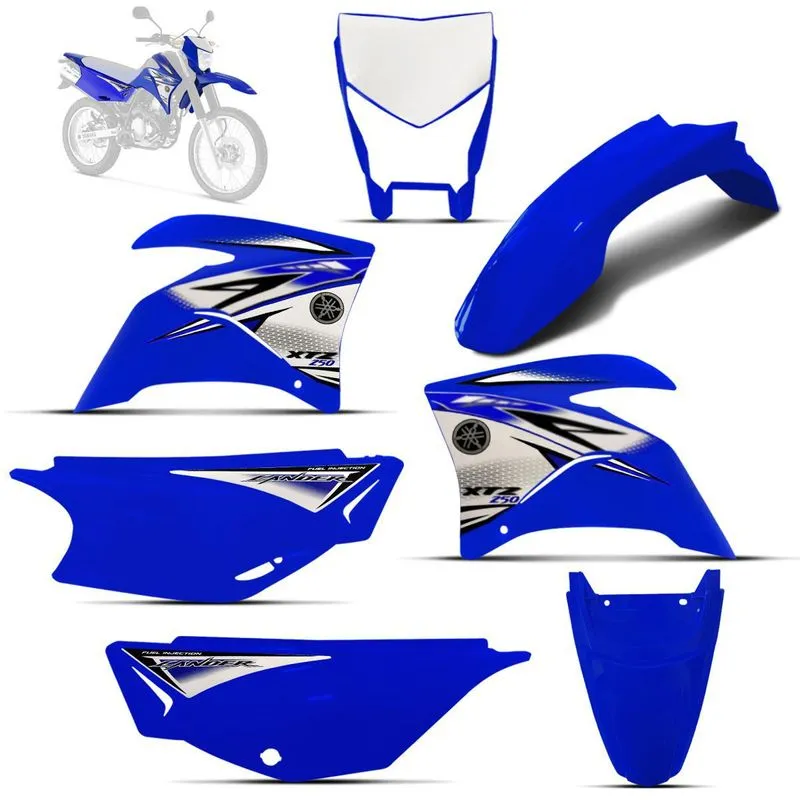 Kit Carenagem Xtz Lander 250 2011 Azul Adesivado