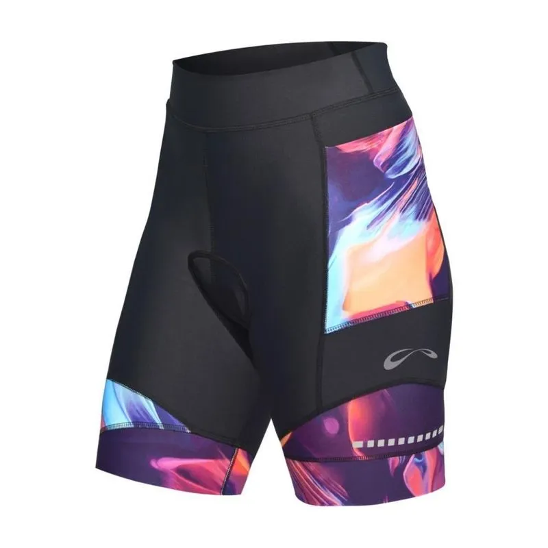 Bermuda Matrix Feminina Ciclismo Bike P / Azul+Laranja