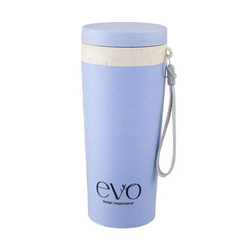Copo Com Tampa Eco Azul 350ml Evo