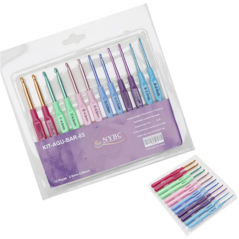 Agulha Para Croche Kit C/12 Agulhas Sortidas