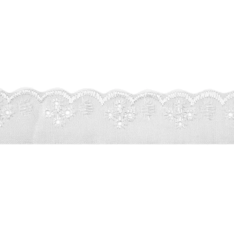 Bordado Inglês de Poliéster Nybc CTL15 2,5cm com 13,70m Branco