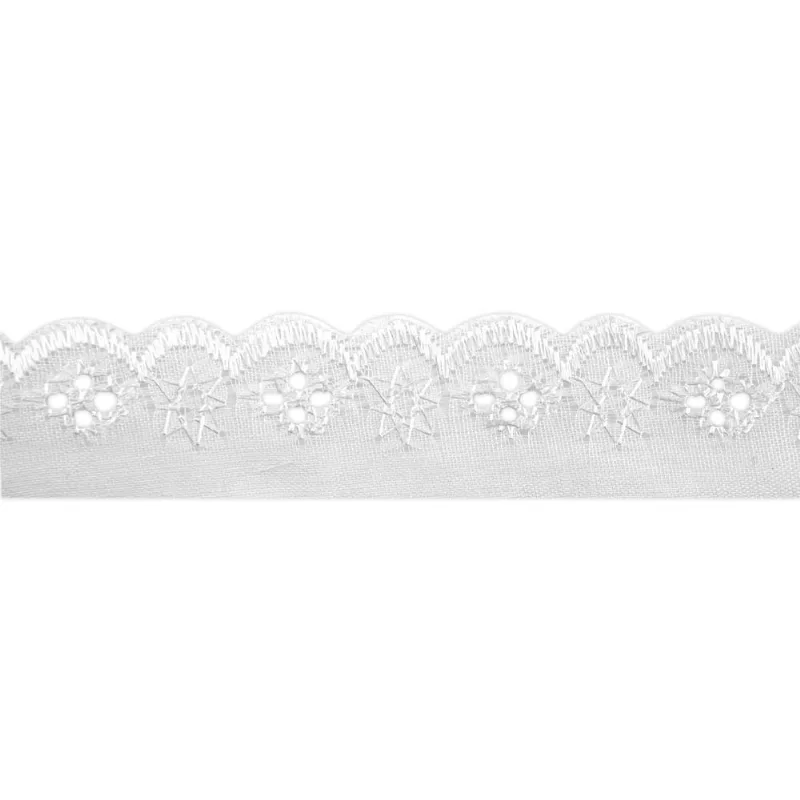 Bordado Inglês de Poliéster Nybc CTL18 2,5cm com 13,70m Branco