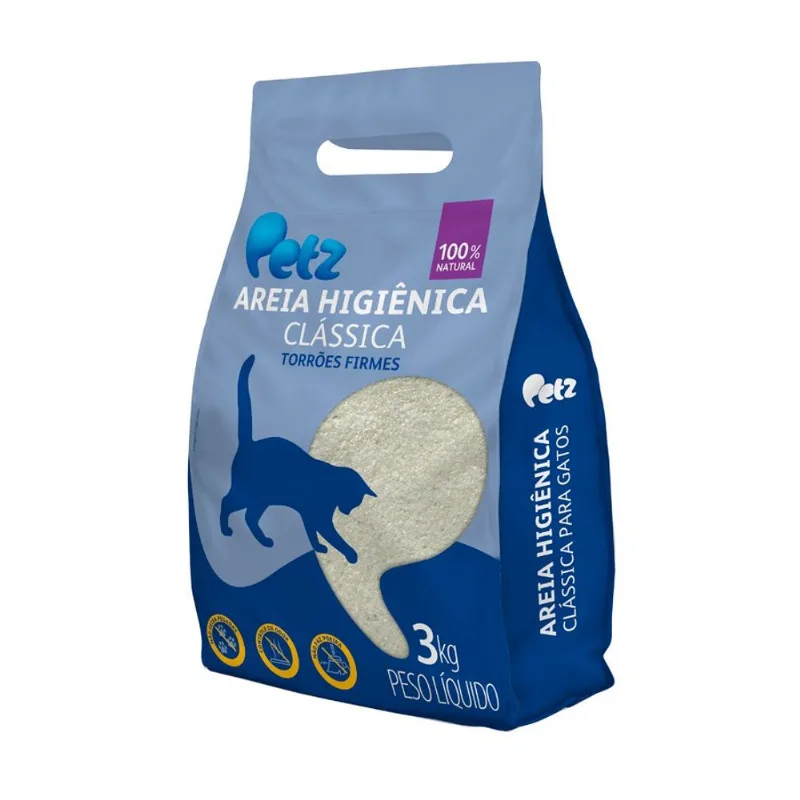 Areia Higiênica Clássica Petz para Gatos 3kg
