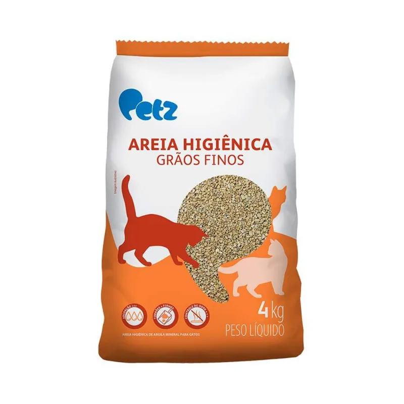 Areia Higiênica Petz Grãos Finos para Gatos - 12kg