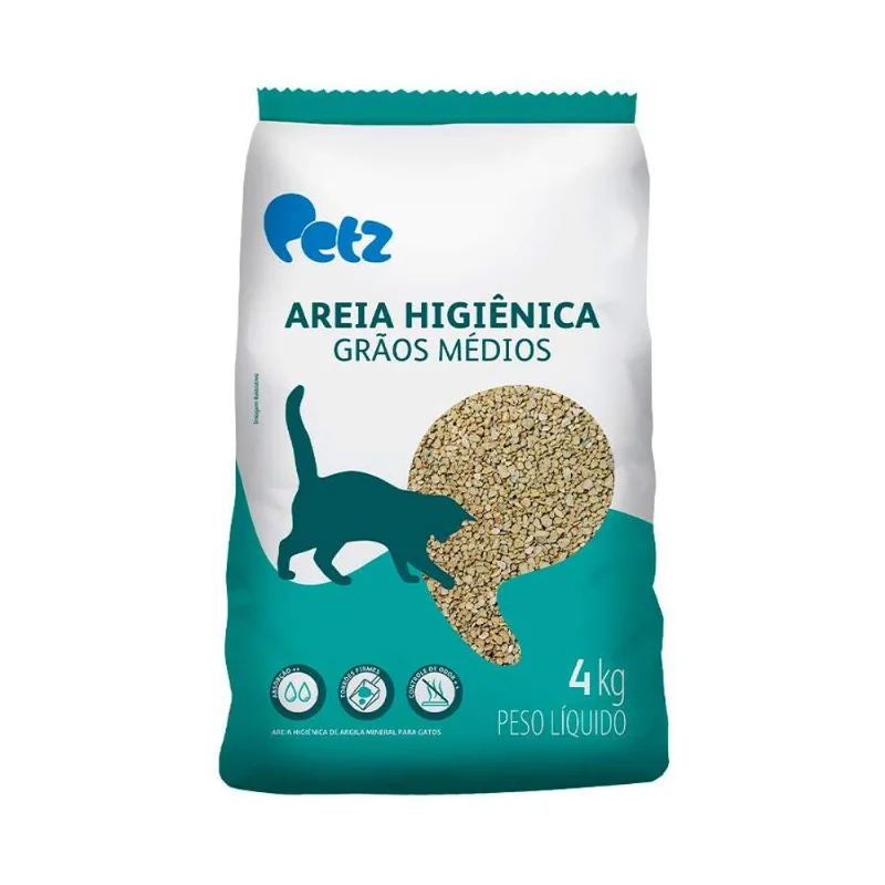Areia Higiênica Petz Grãos Médios para Gatos - 12kg