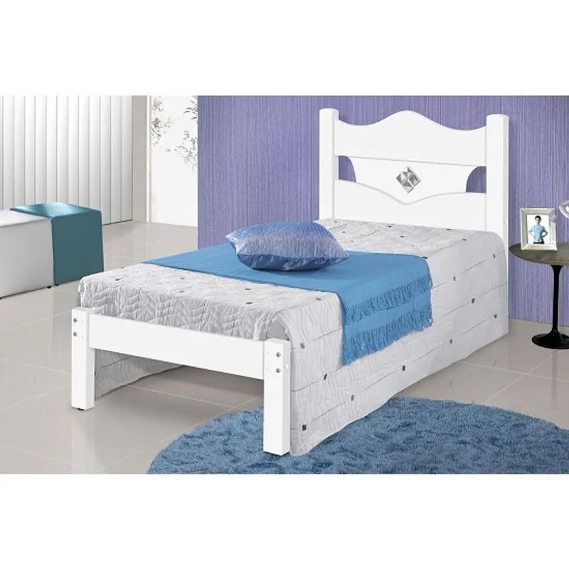 Cama de Solteiro Julia Branco/Azul/Rosa - Carmolar Móveis