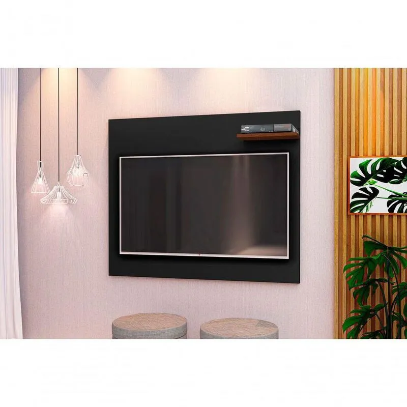 Painel Tv Denver Com Prateleira Preto-naturale