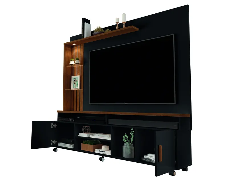 Home para TV Ocean Preto/Canela - VRK COMERCIO ON-LINE
