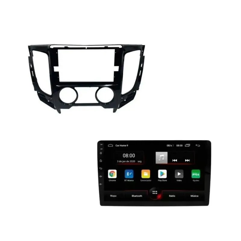 Moldura 9 Mitsubishi L200 Triton + Multimidia 9 Android 10