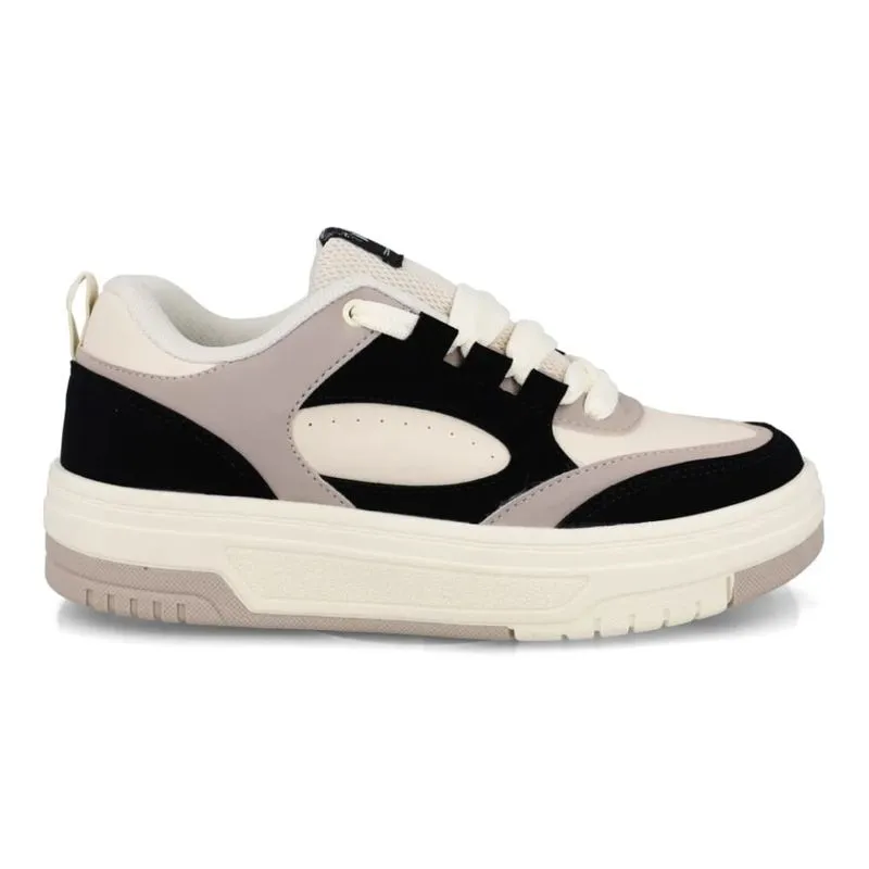 Tênis Feminino Done Head Casual Taupe Preto Sintético Casual 38