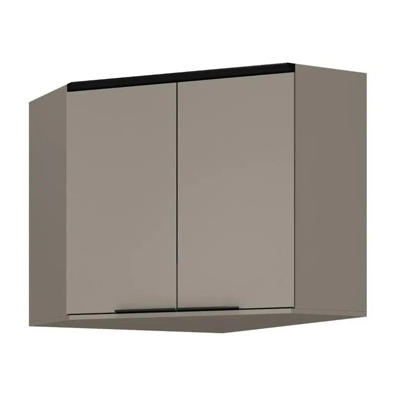 Armário Aéreo Visão Móveis Habitat 78,9cm Canto Oblíquo - Taupe/Taupe