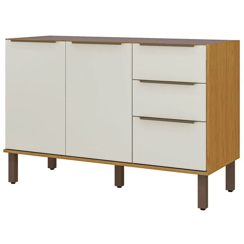 Balcão De Cozinha Para Pia Verace 120 Cm 2 Portas 3 Gavetas Marrocos/off White