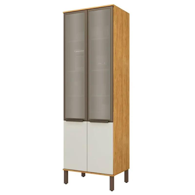 Paneleiros Verace 4 Portas 5 Prateleiras Com Vidro Marrocos/off White - Mx