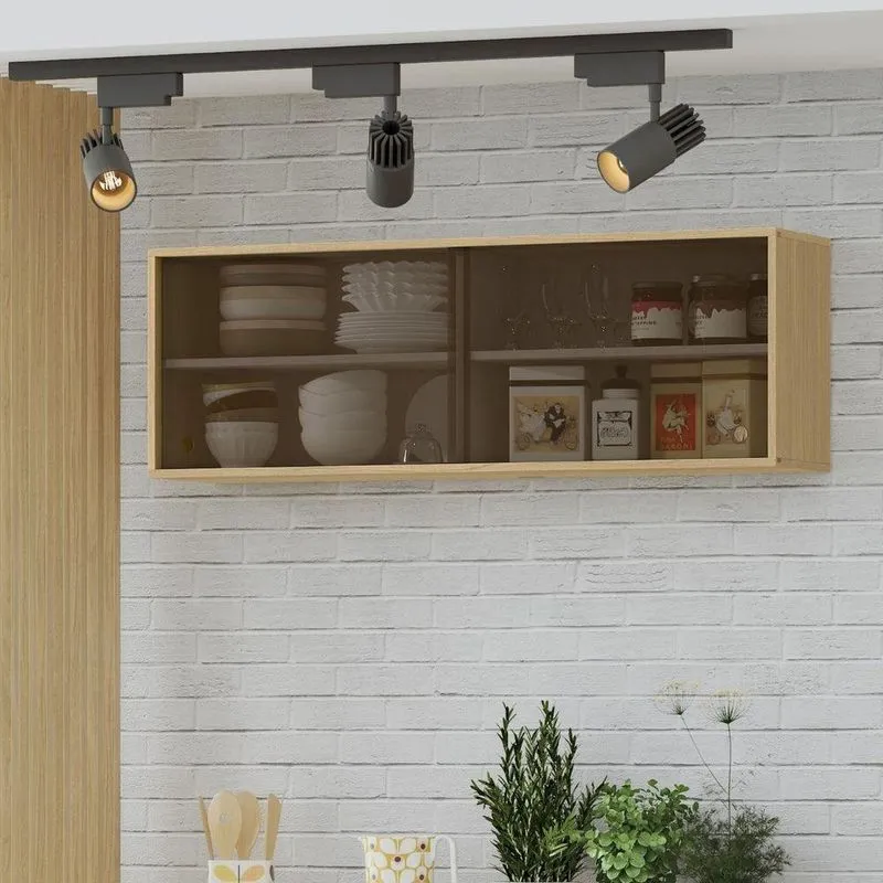 Módulo Aéreo Gabinete De Vidro Para Cozinha 120cm - Glória Castanho