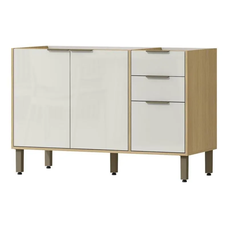 Balcão Pia 120cm 3 Portas 2 Gavetas Mx Móveis Glória