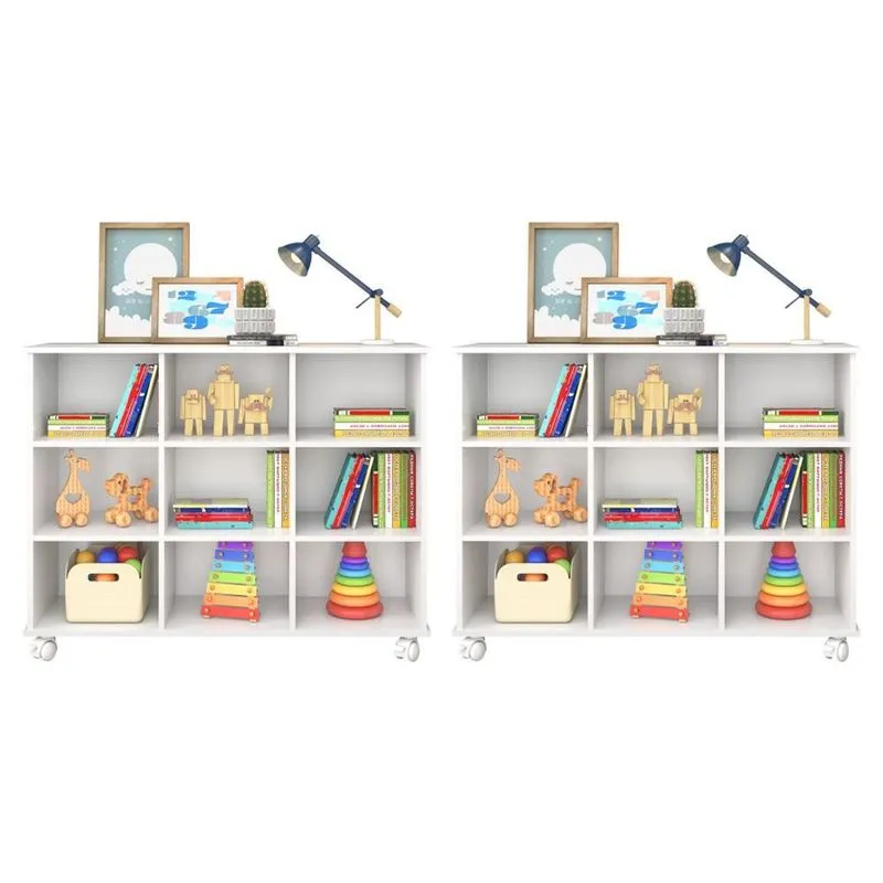 Kit 2 Nichos Organizadores com Rodízios Branco - Qmovi