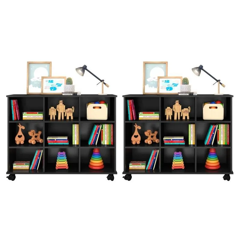 Kit 2 Nichos Organizadores com Rodízios Preto - Qmovi