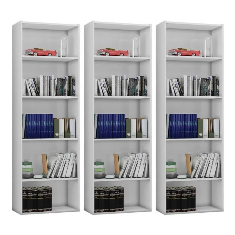 Kit 3 Estantes Livreiro 4 Prateleiras Luiza Branco - Ajl Móveis