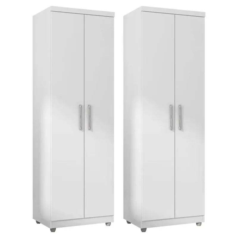 Kit 2 Armários Multiuso Organizador 2 Portas Sabrina Branco - Ajl Móveis