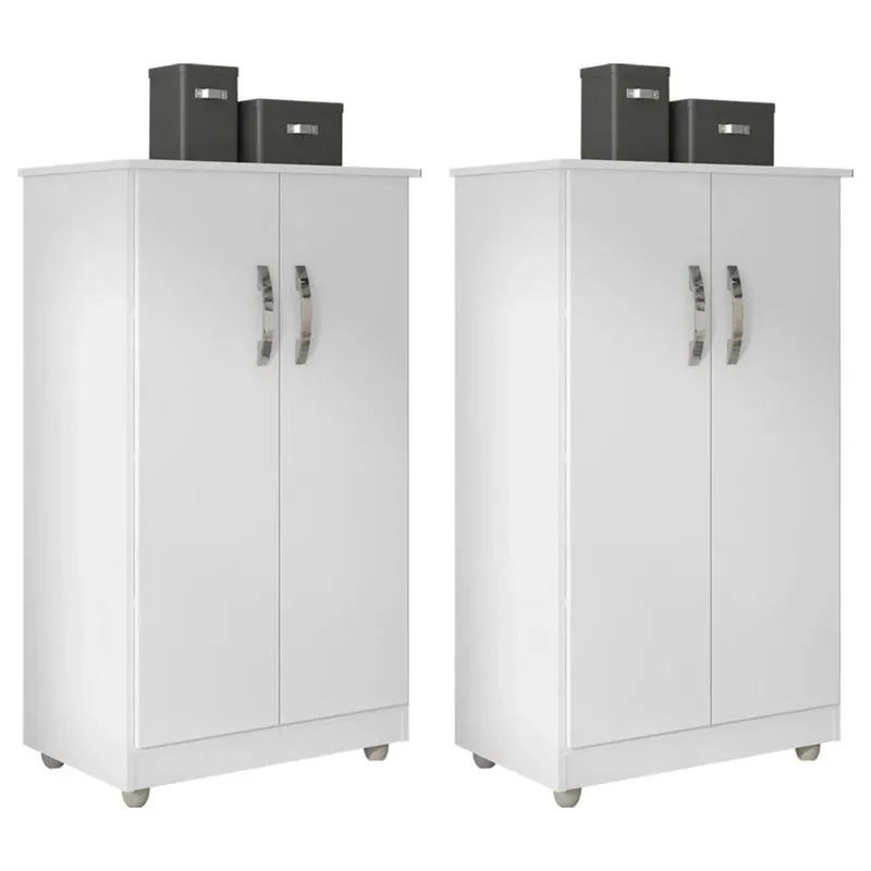 Kit 2 Armários Organizador Multiuso Rosana 2 Portas Branco - Ajl Móveis