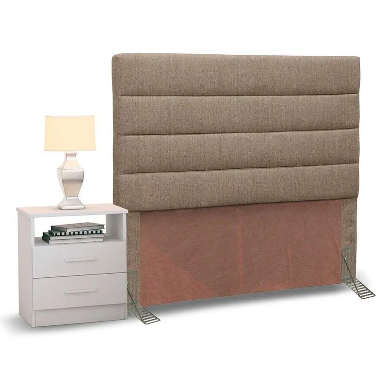 Cabeceira Solteiro 90cm Areia e 1 Mesa de Cabeceira Branco