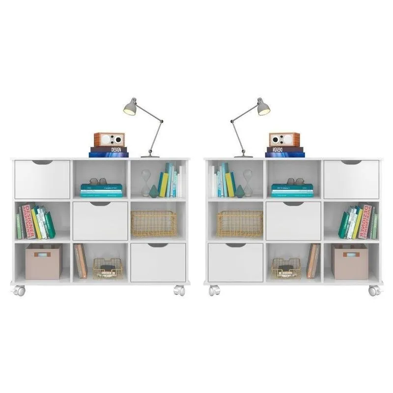 Kit 2 Nichos Organizadores Com Rodízios Toys Q01 3 Gavetas Branco