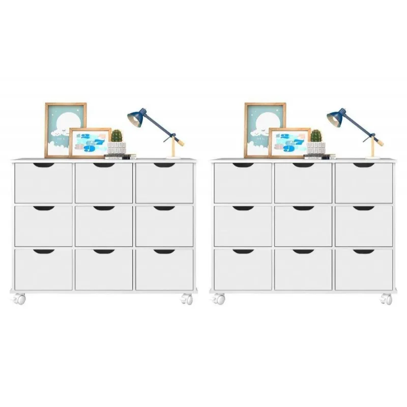 Kit 2 Nichos Organizadores com Rodízios Toys Q01 Branco