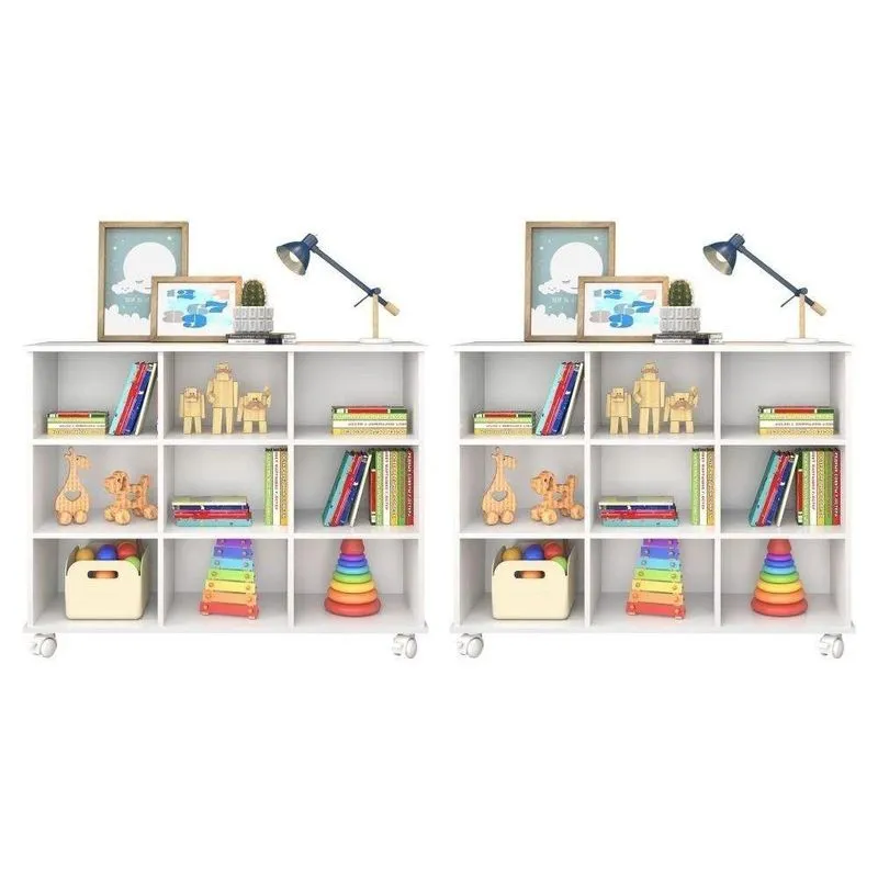 Kit 2 Nichos Organizadores Multifuncionais Com Rodízios Toys Q01 Branco