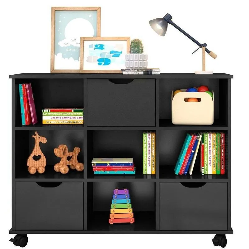 Nicho Multifuncional Com Rodízios Toys 3 Gavetas Preto