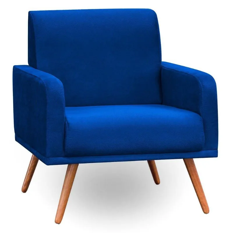 Poltrona Decorativa Pés Palito Carla Suede D05 Azul Marinho