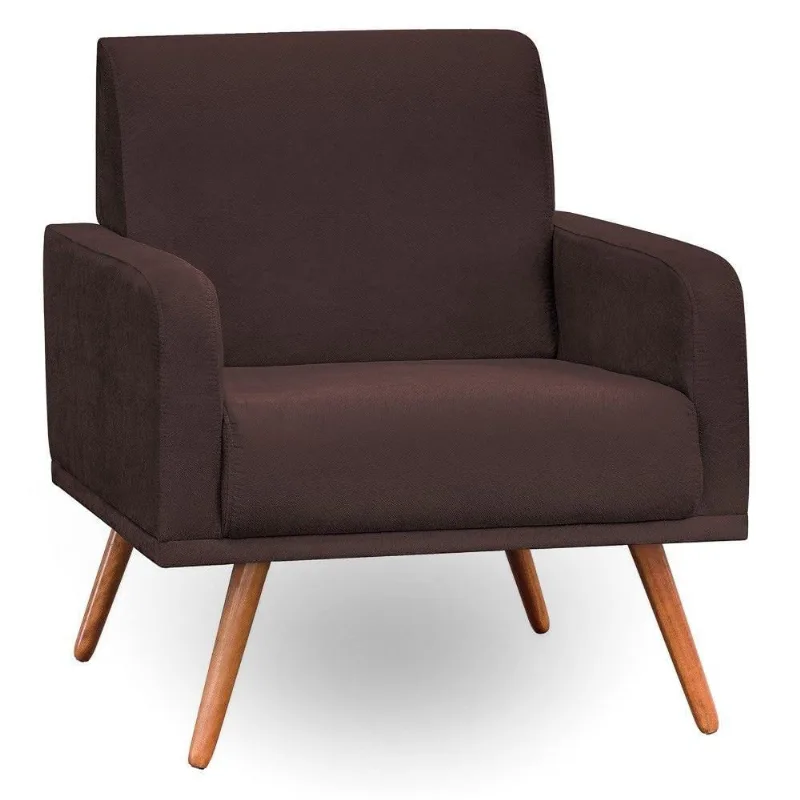 Poltrona Decorativa Pés Palito Carla Suede D05 Marrom