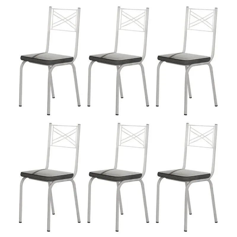 Kit 6 Cadeiras 119 Europa Branco/platina - Artefamol