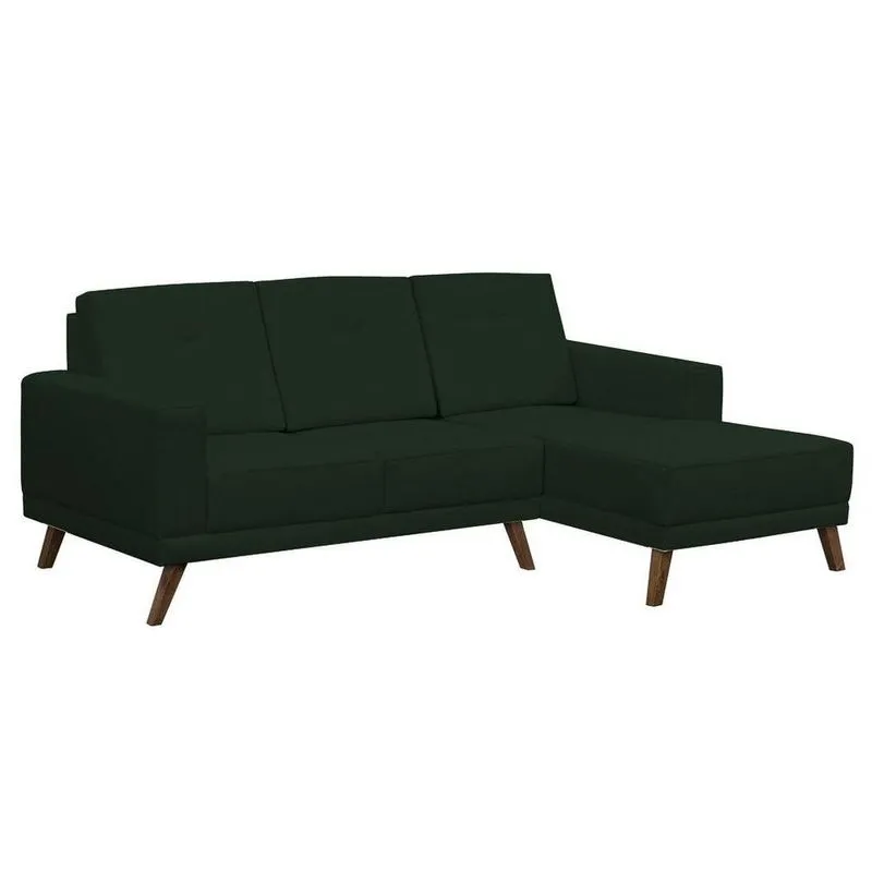 Sofá 3 Lugares Com Chaise Esquerdo Suede Verde Musgo