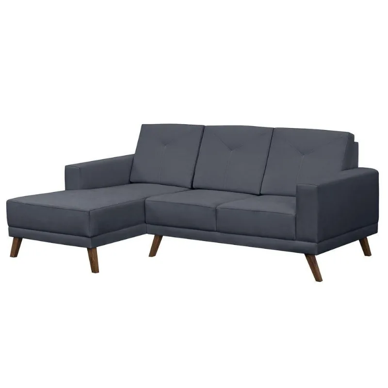 Sofá 3 Lugares Com Chaise Direito Capricho Suede D05 Marinho