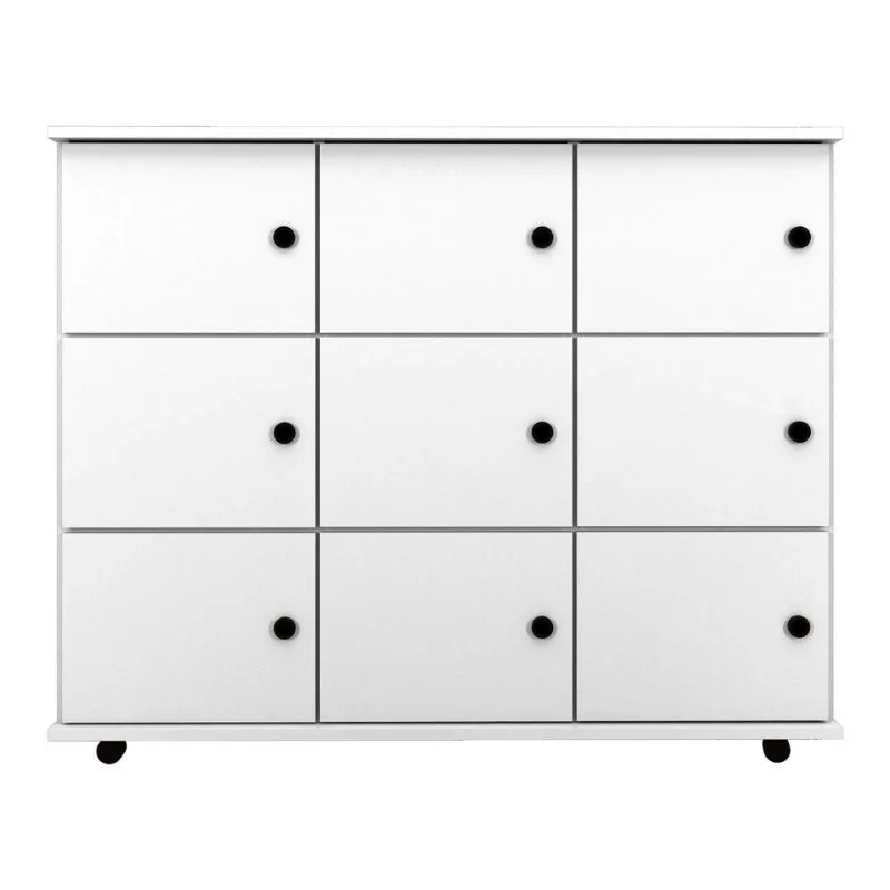 Nicho Multiuso Organizador com Rodízios Amã 9 Portas Branco