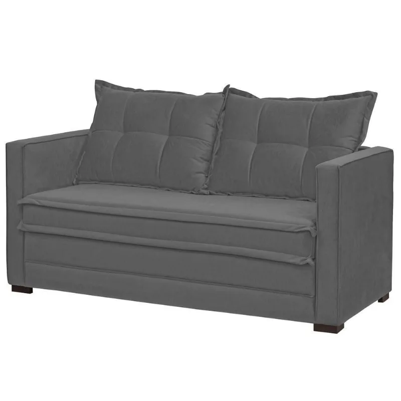 Sofá Cama Casal Articulável 2 Lugares Londres Suede Cinza Escuro - D'monegatto