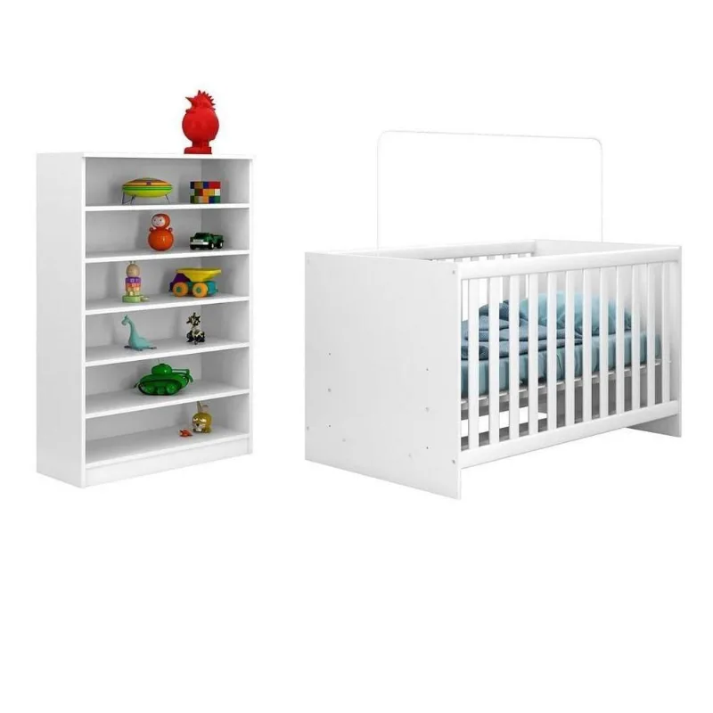 Berço Quarto Bebê Mini Cama Certificado E Armário Branco