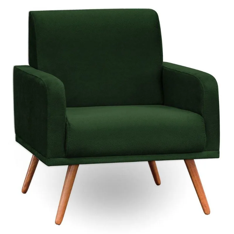 Poltrona Decorativa Pés Palito Carla Suede D05 Verde Musgo