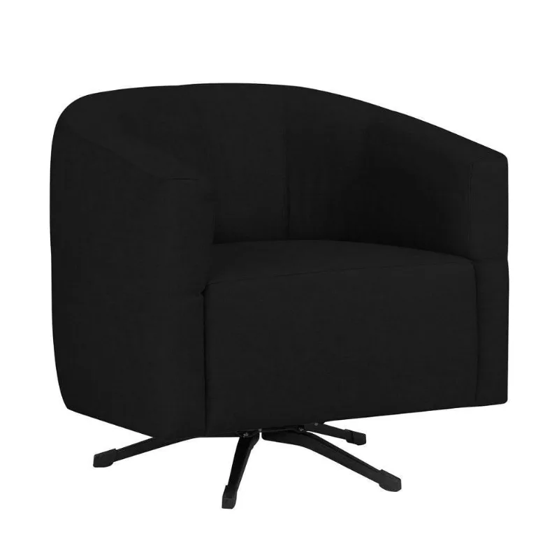Poltrona Sala de Estar Giratória com Balanço Suede Preto