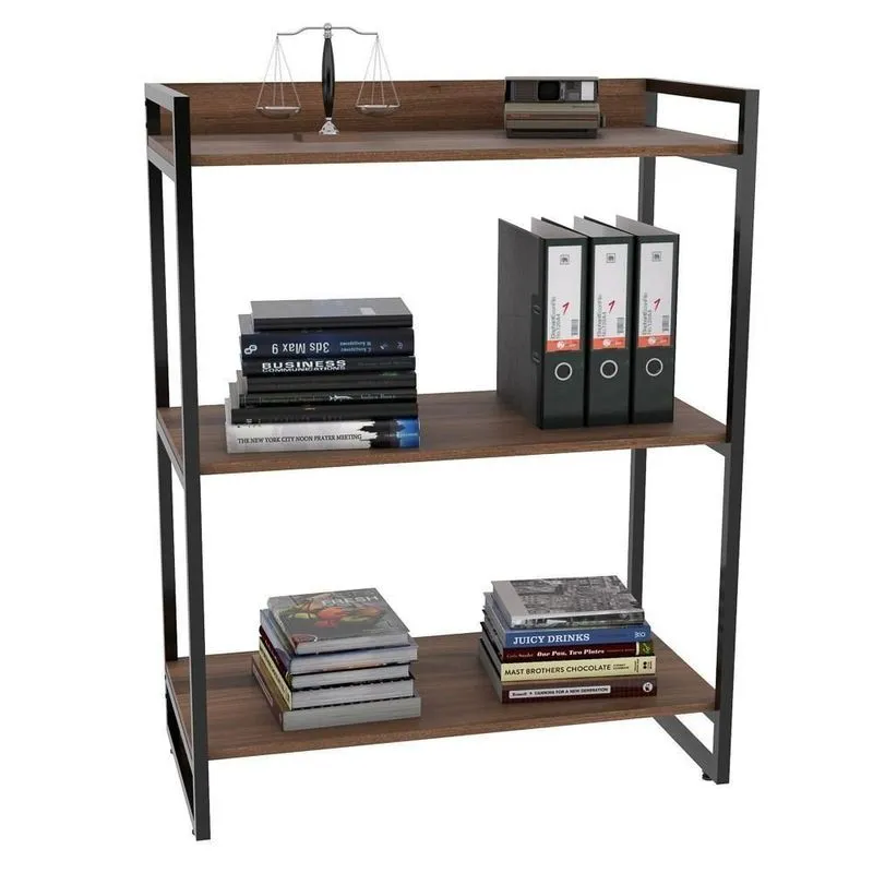 Estante Livreiro Multiuso 80cm 3 Prateleiras Nogal